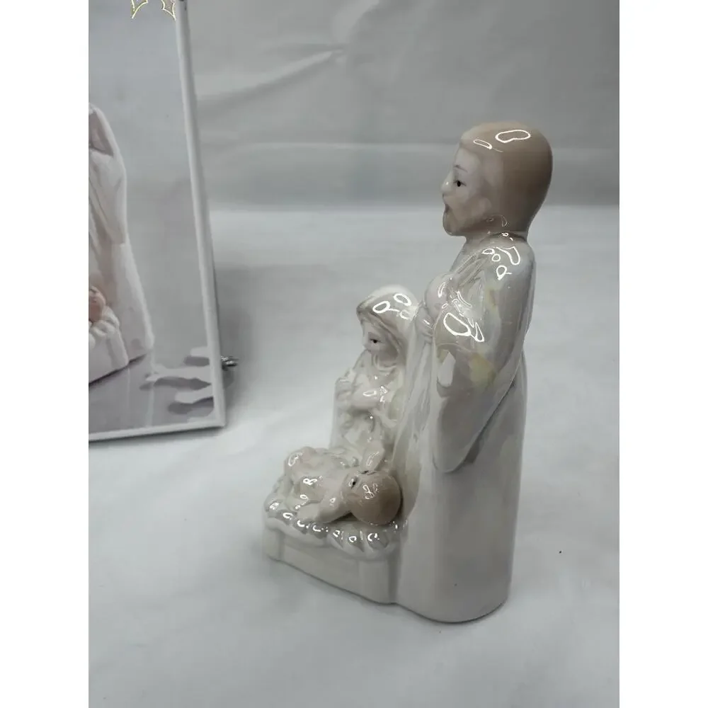 Pier 1 Nativity Figurine Holy Family Iridescent Porcelain Ceramic 4